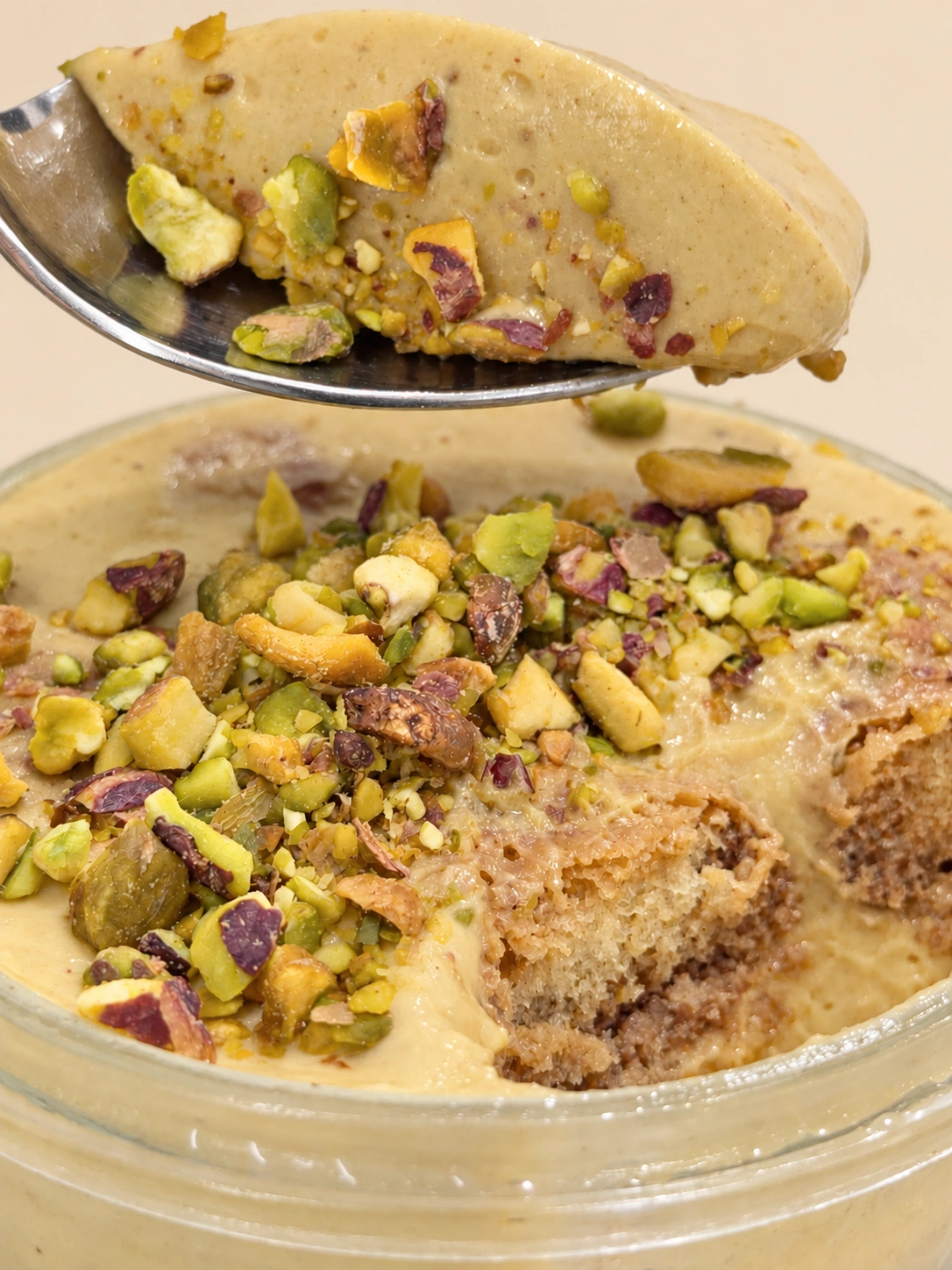 Pistachio tiramisu close-up